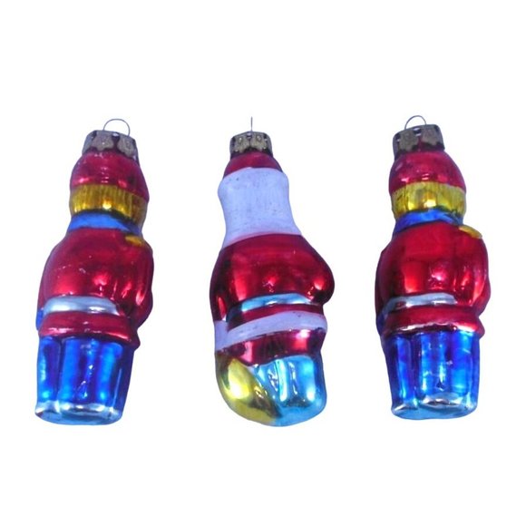 Lot of 3 Vintage Blown Glass Christmas Ornaments 1 Santa and 2 Soldiers - Picture 2 of 8